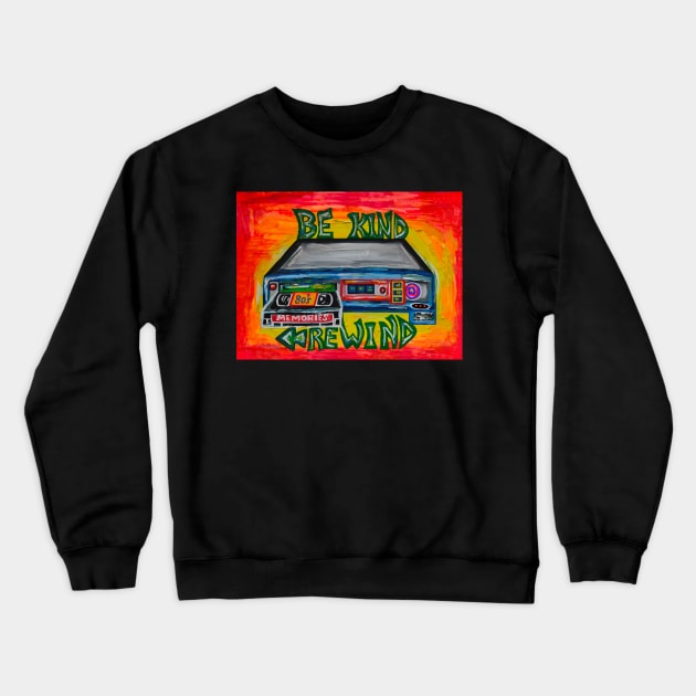 Rewind to the 1980's Retro VHS Tape Crewneck Sweatshirt by Art by Deborah Camp
